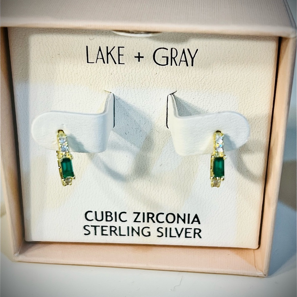 FInal Sale!!NWT Emerald CZ gold over Sterling silver Earrings
